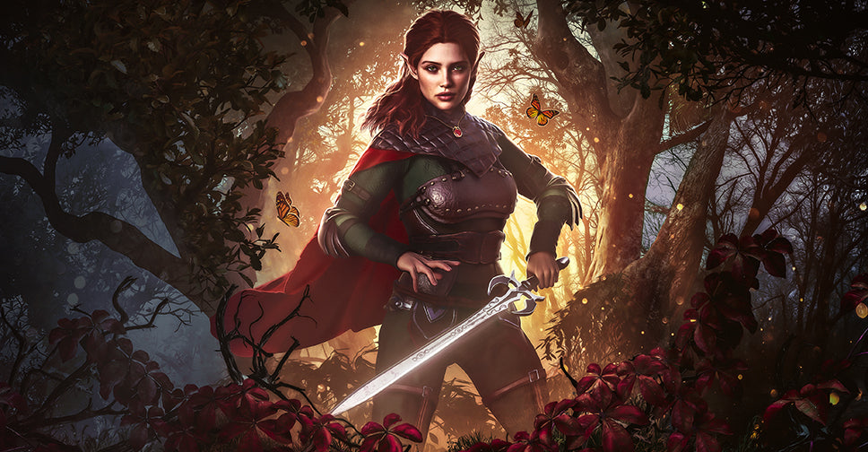 Iellieth Amastacia in a forest in druidic armor